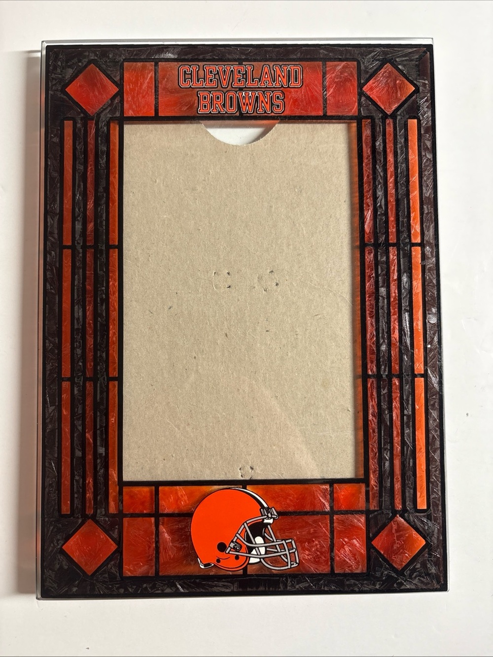 Vintage Cleveland Browns GlassOrange Decorative Picture Frame